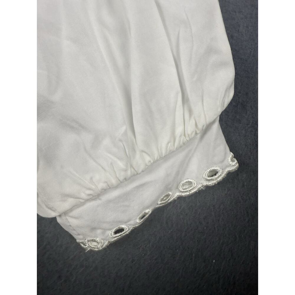 Joie Women's Ruffle Round Neck Lace Trim Long Sleeves Blouse White Size XL - Picture 7 of 9
